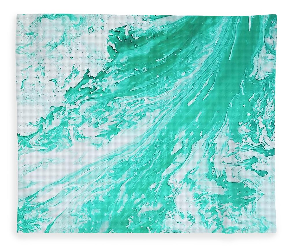 Wave Fleece Blanket featuring the painting Crystal wave 5 by Kumiko Mayer