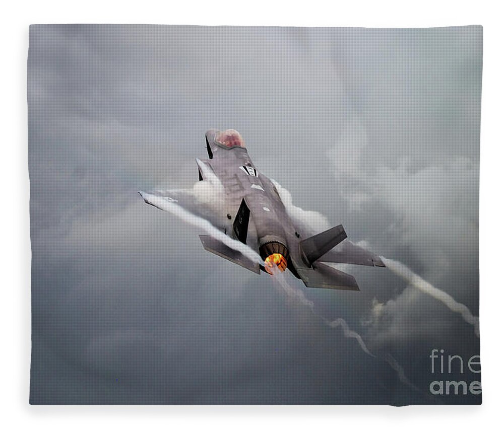 F35 Fleece Blanket featuring the digital art F35 Lightning II #2 by Airpower Art