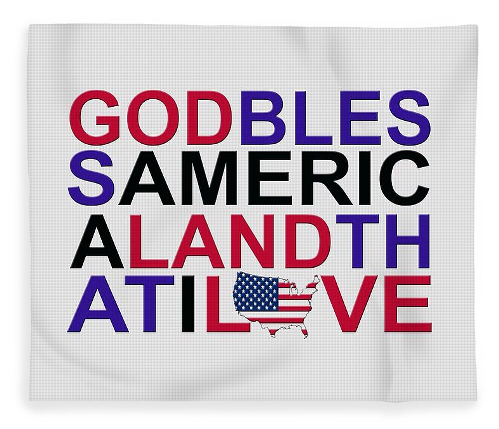 God Fleece Blanket featuring the digital art God Bless America #2 by Mal Bray