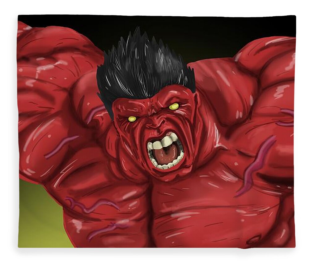 Hulk Fleece Blanket featuring the digital art Hulk #2 by Super Lovely