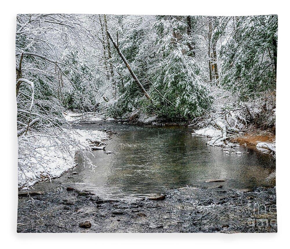 Cranberry River Fleece Blanket featuring the photograph March Snow Cranberry River #2 by Thomas R Fletcher