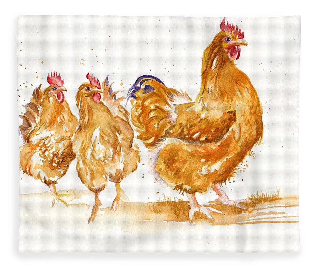Hens Fleece Blanket featuring the painting Platoon by Debra Hall