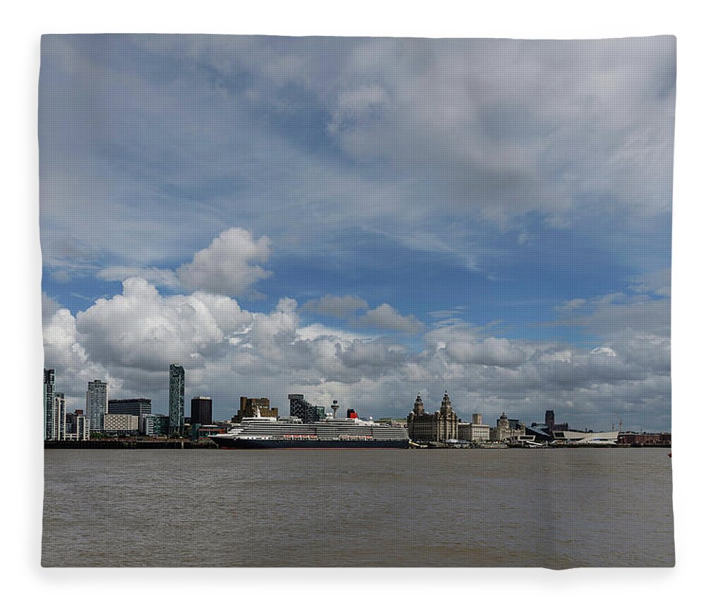 #cunard100 Fleece Blanket featuring the photograph Queen Elizabeth at Liverpool #2 by Spikey Mouse Photography