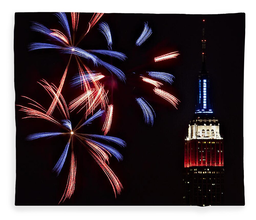 Empire State Building Fleece Blanket featuring the photograph Red White and Blue by Susan Candelario