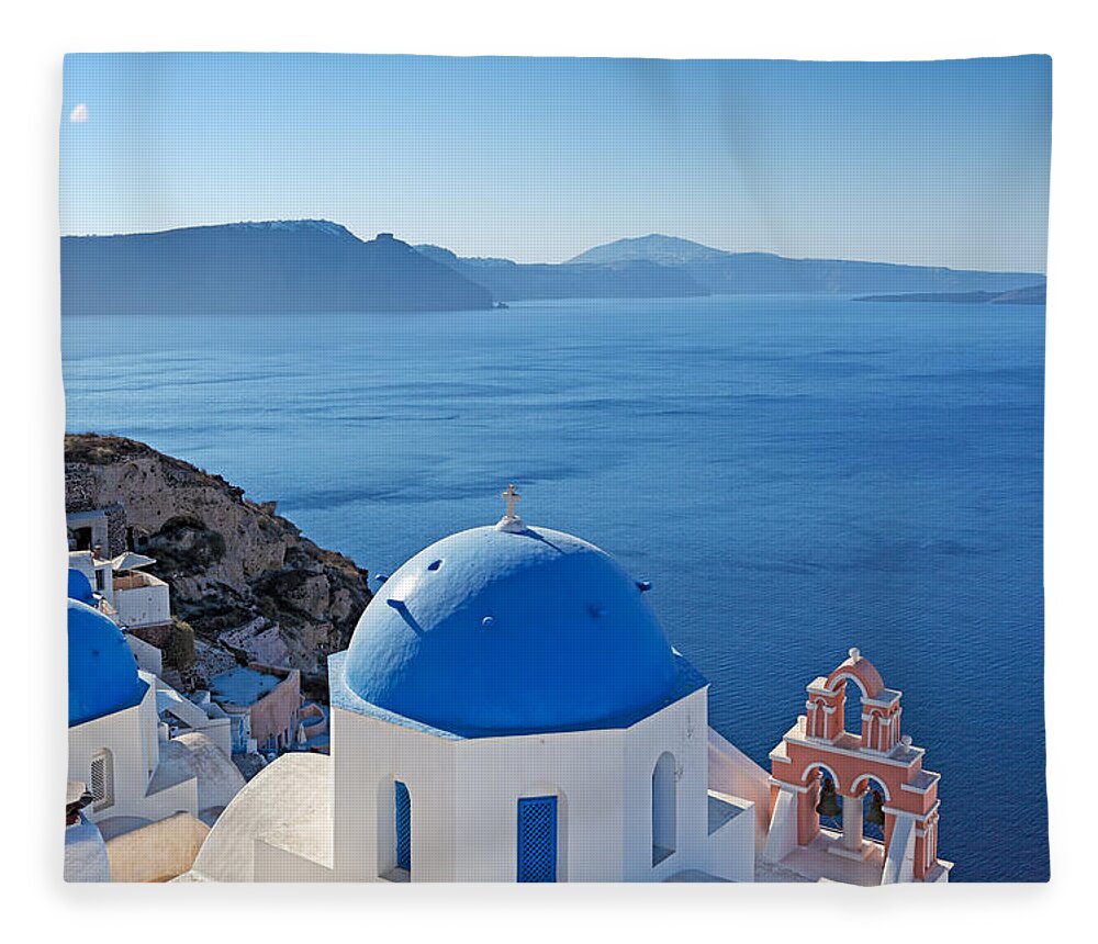 Aegean Fleece Blanket featuring the photograph Santorini - Greece #2 by Constantinos Iliopoulos