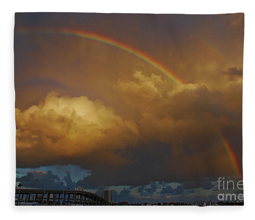 Singer Island Fleece Blanket featuring the photograph 2- Singer Island Stormbow by Rainbows