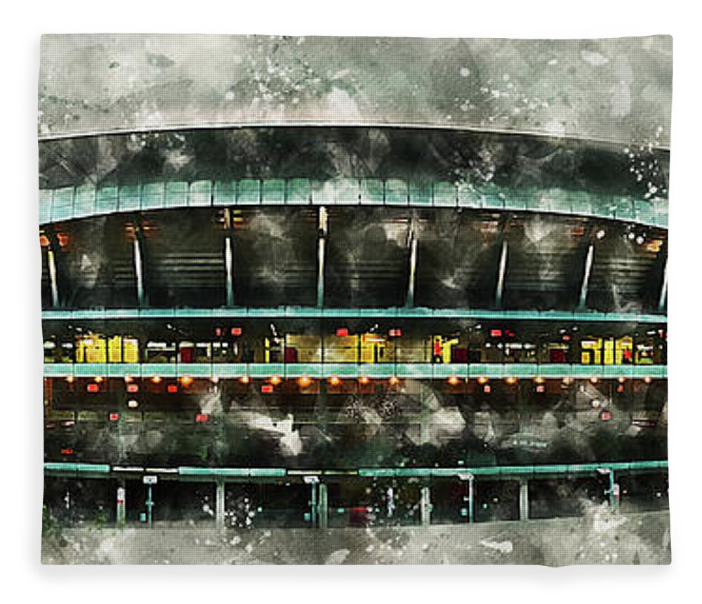 The Emirates Stadium Fleece Blanket featuring the digital art The Emirates Stadium by Airpower Art