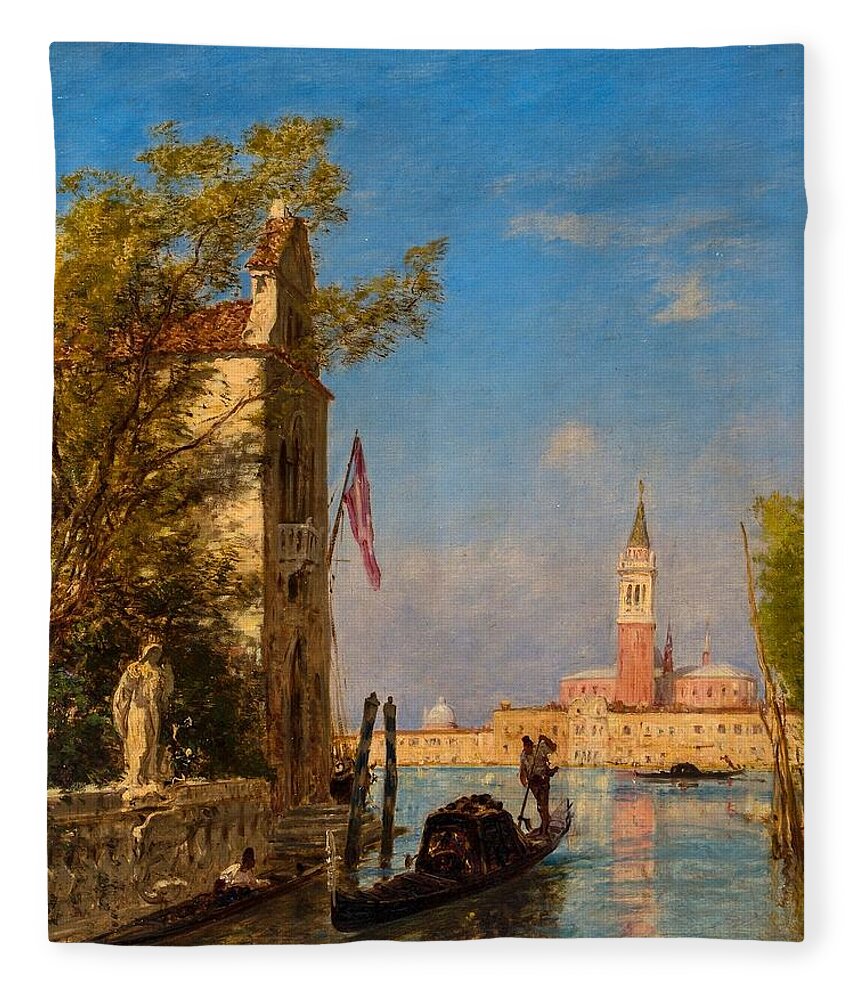 Félix Ziem (1821-1911) Venise Sous Le Soleil Fleece Blanket featuring the painting Venise Sous le soleil #2 by MotionAge Designs