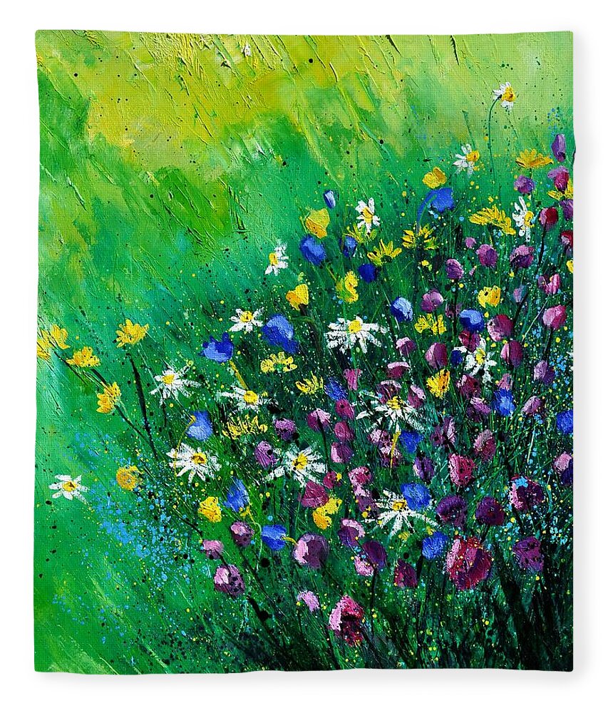 Flowers Fleece Blanket featuring the painting Wild Flowers by Pol Ledent