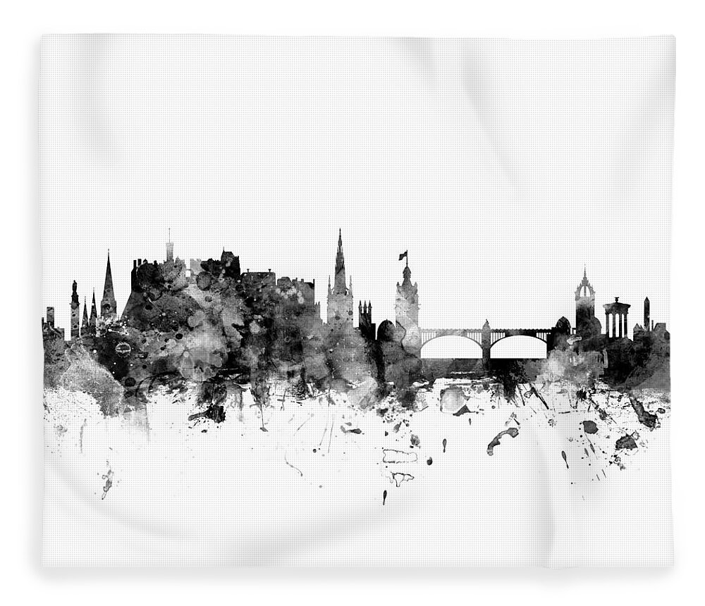City Fleece Blanket featuring the digital art Edinburgh Scotland Skyline #20 by Michael Tompsett