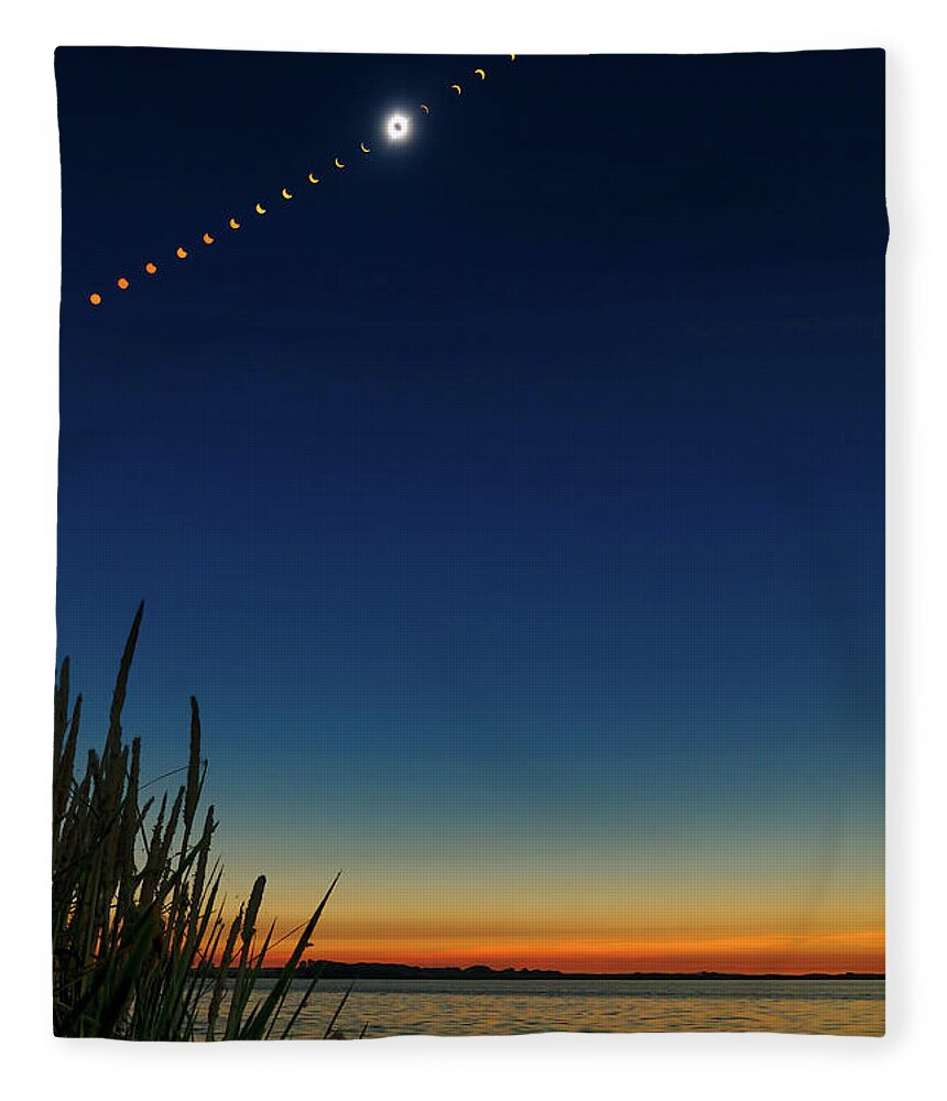 Total Eclipse Fleece Blanket featuring the photograph 2017 Great American Eclipse by Greg Norrell