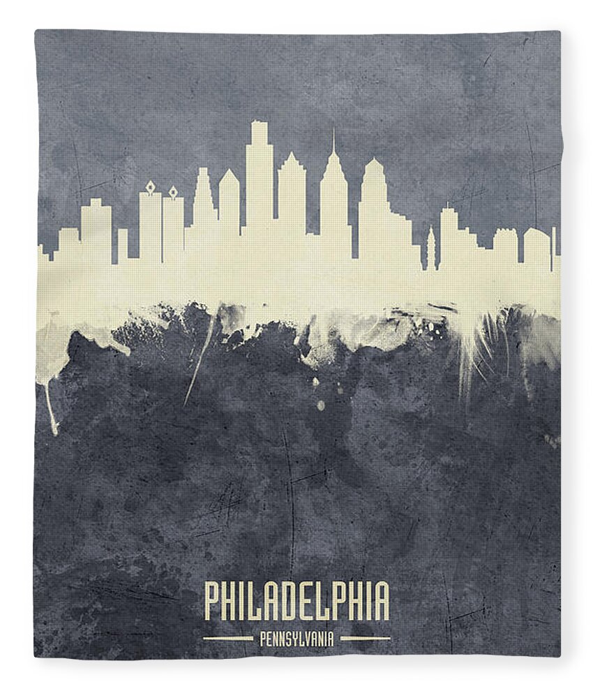 Philadelphia Fleece Blanket featuring the digital art Philadelphia Pennsylvania Skyline #21 by Michael Tompsett