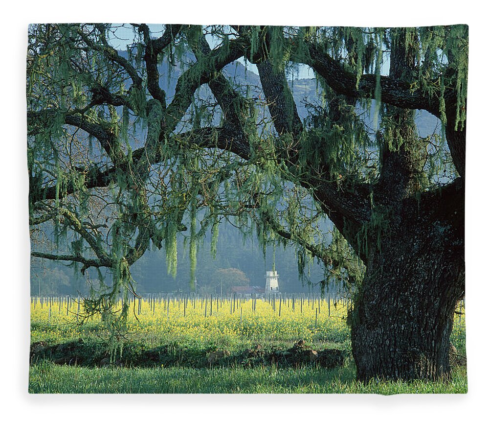 Mustard Fleece Blanket featuring the photograph 2B6319 Mustard in the Oaks Sonoma Ca by Ed Cooper Photography