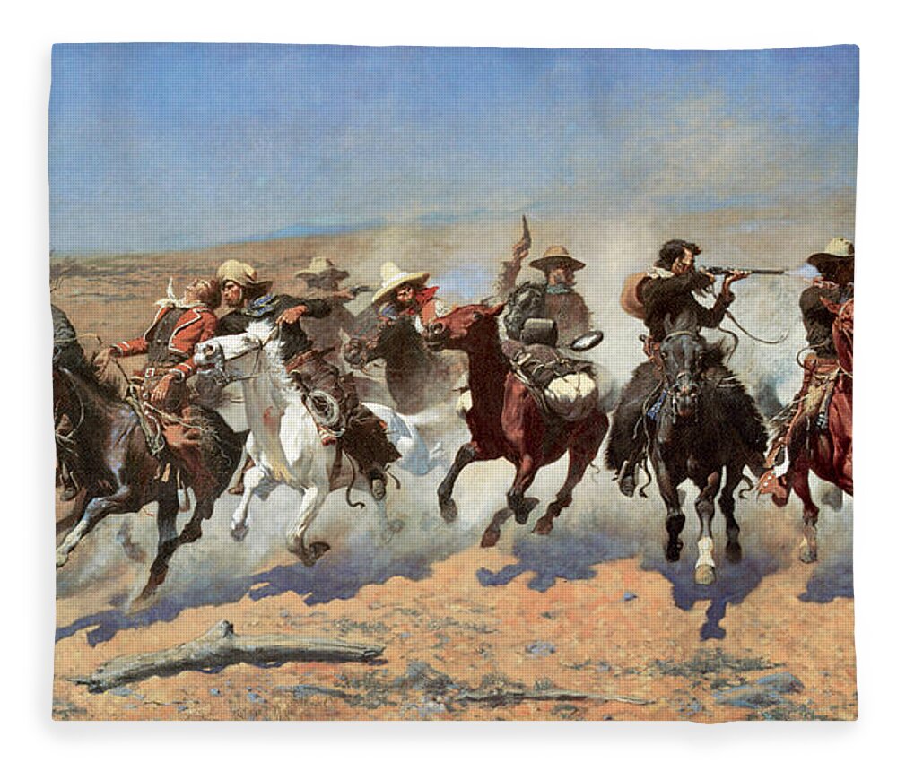 A Dash For The Timber Fleece Blanket featuring the photograph A Dash for the Timber #3 by Frederic Remington