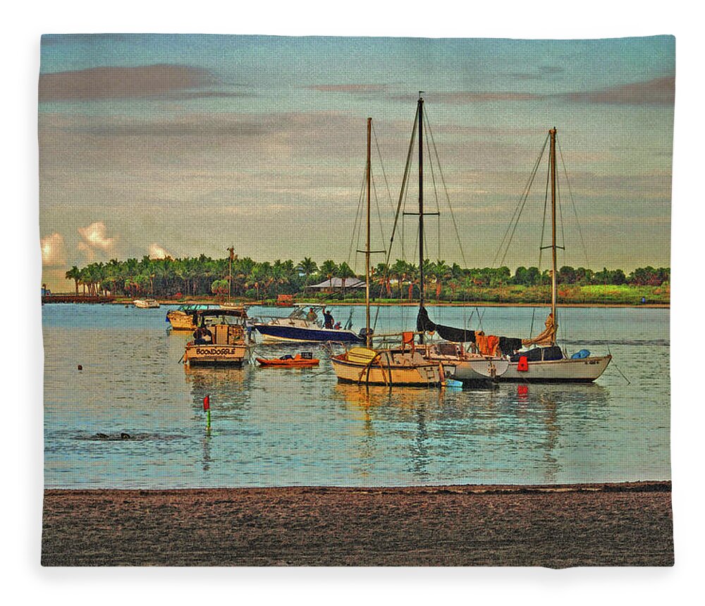 Anchored Fleece Blanket featuring the digital art 3- Anchored Out by Joseph Keane
