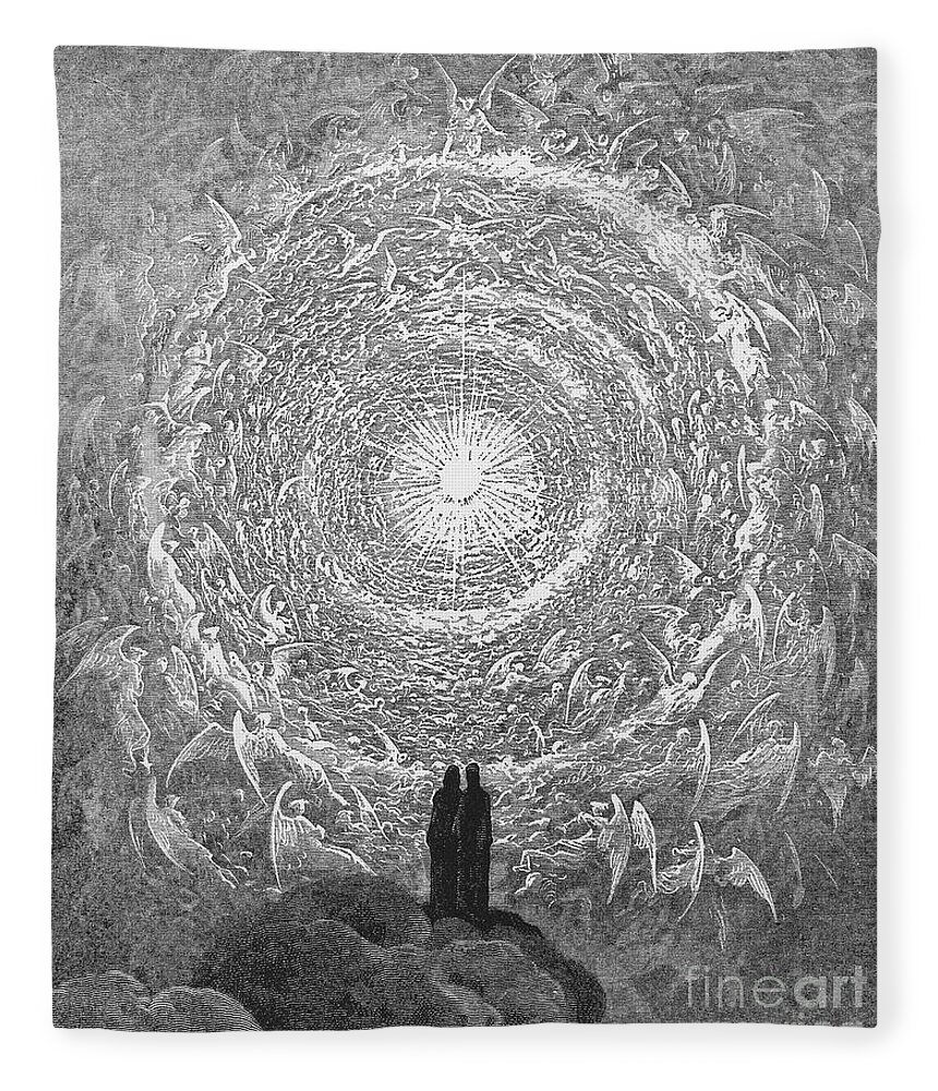 14th Century Fleece Blanket featuring the drawing Dante Paradise by Gustave Dore