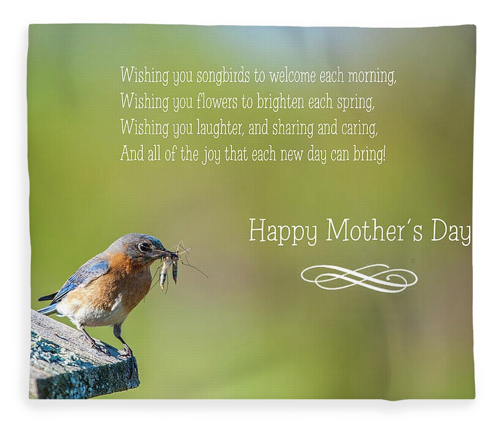 Bluebird Fleece Blanket featuring the photograph Happy Mothers Day by Cathy Kovarik