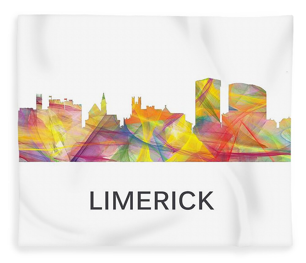 Limerick Ireland Skyline Fleece Blanket featuring the digital art Limerick Ireland Skyline #3 by Marlene Watson