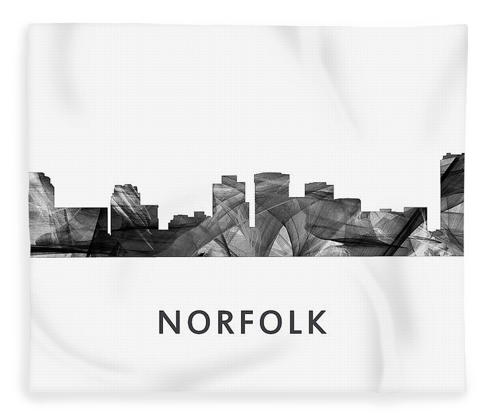 Norfolk Virginia Skyline Fleece Blanket featuring the digital art Norfolk Virginia Skyline #3 by Marlene Watson