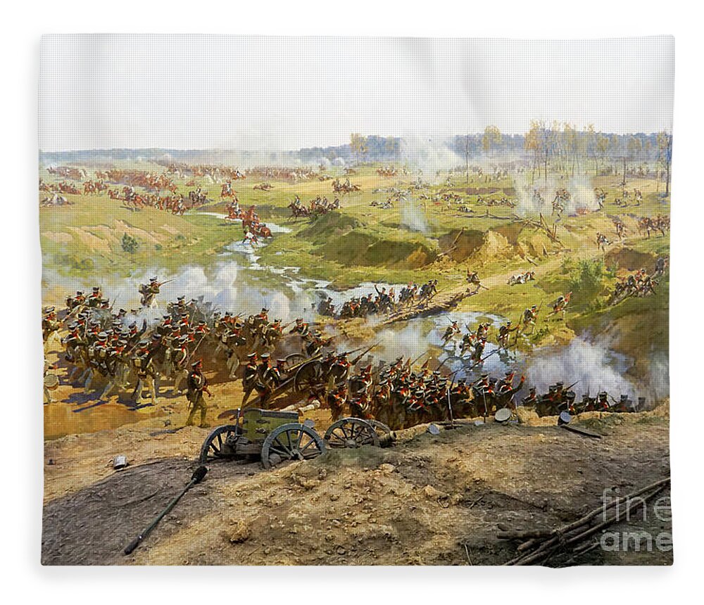 Details Fleece Blanket featuring the photograph painting of Battle of Borodino #3 by Vladi Alon