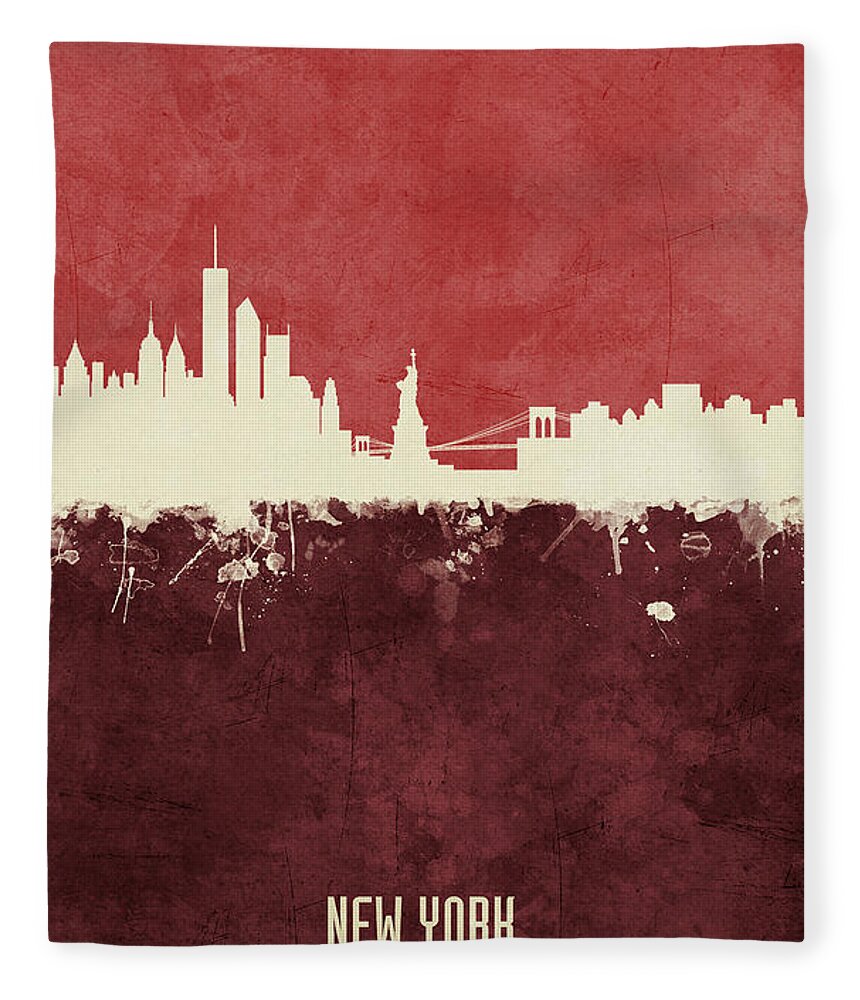 New York Fleece Blanket featuring the digital art New York Skyline #36 by Michael Tompsett