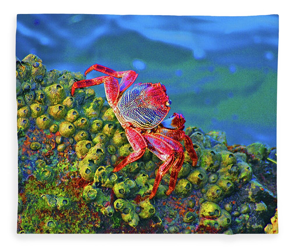 Crabs Fleece Blanket featuring the digital art 37- The Precipice by Joseph Keane