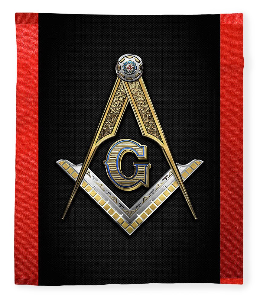 'ancient Brotherhoods' Collection By Serge Averbukh Fleece Blanket featuring the digital art 3rd Degree Mason - Master Mason Jewel on Red and Black Canvas by Serge Averbukh