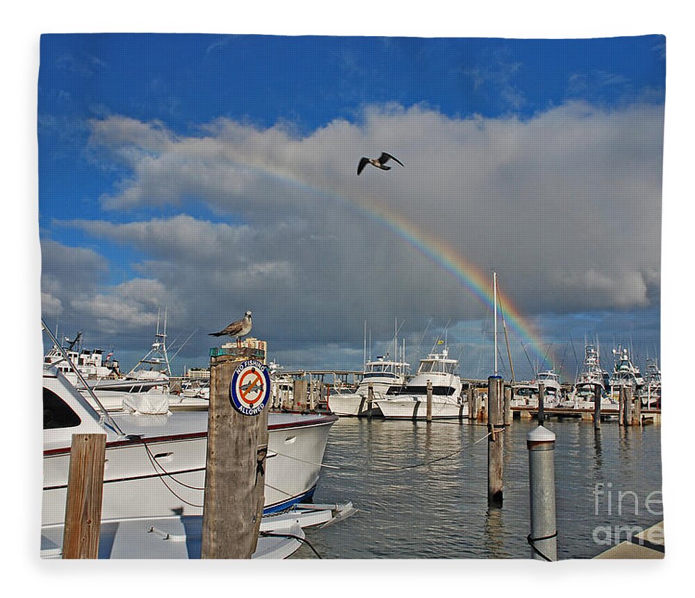 Rainbow Fleece Blanket featuring the photograph 4- Rainbow Marina by Joseph Keane