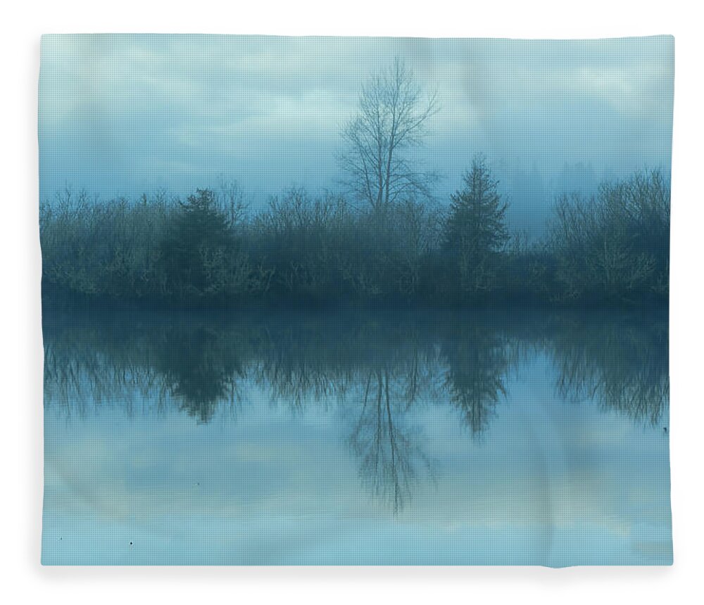 Reflections Lake Fleece Blanket featuring the photograph Reflections blue lake by Cathy Anderson