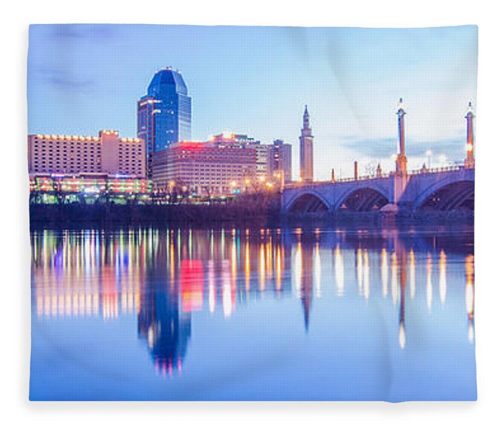 Massachusetts Fleece Blanket featuring the photograph Springfield Massachusetts City Skyline Early Morning #4 by Alex Grichenko