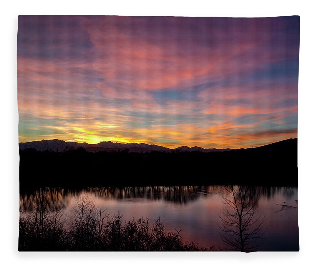 Sunset Fleece Blanket featuring the photograph Sunset at Highland Glen #4 by K Bradley Washburn