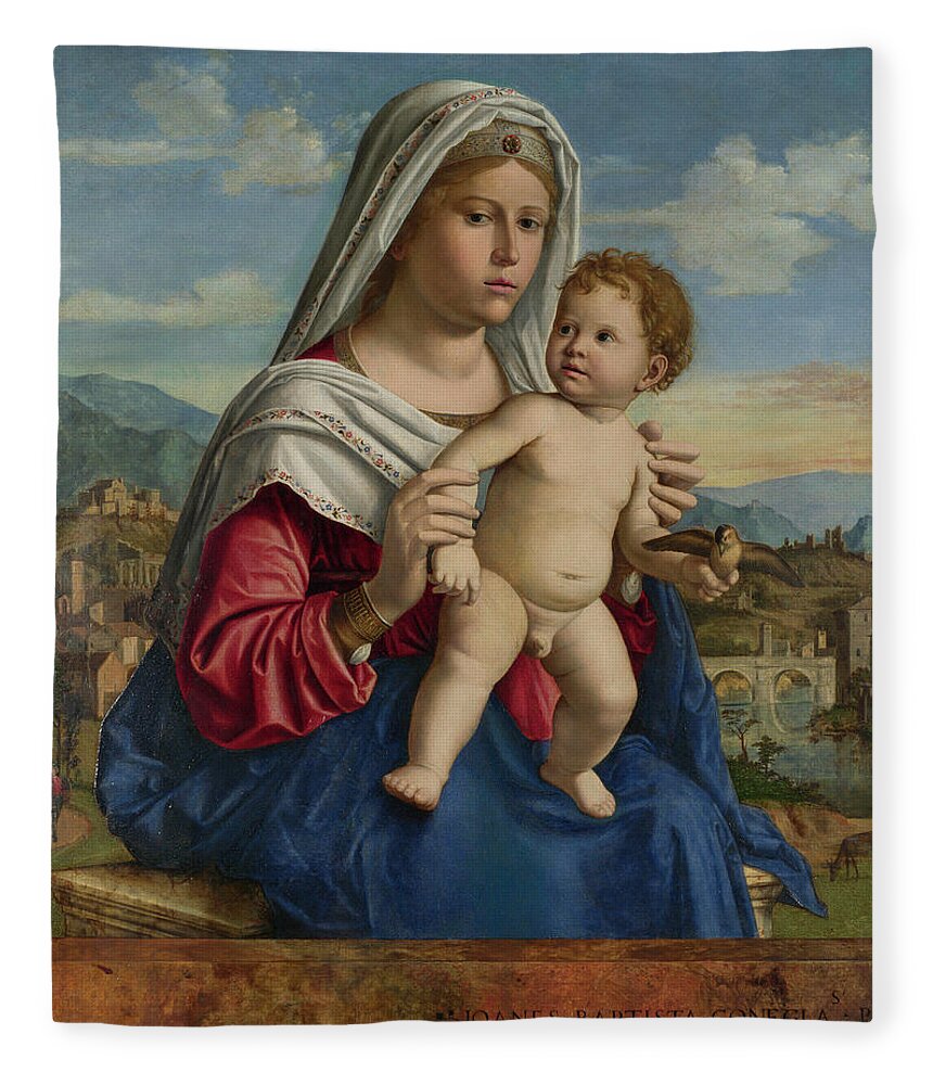 Child Fleece Blanket featuring the painting The Virgin and Child #4 by Giovanni Battista Cima da Conegliano