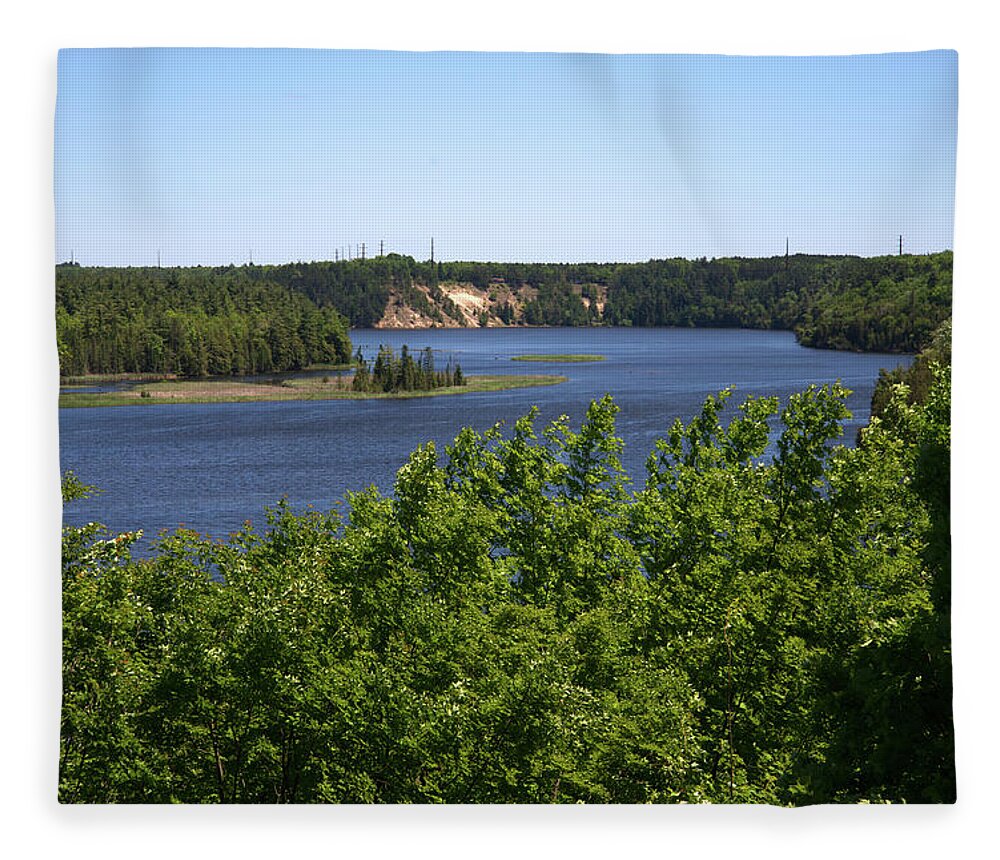 Au Sable River Fleece Blanket featuring the photograph View From the Top #4 by Linda Kerkau