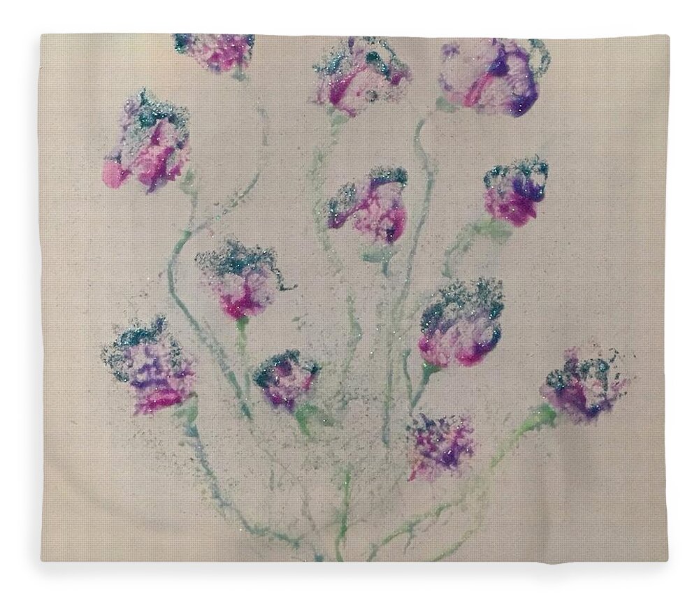  Fleece Blanket featuring the painting 40x40 Colours in Bloom by Mariana Hanna