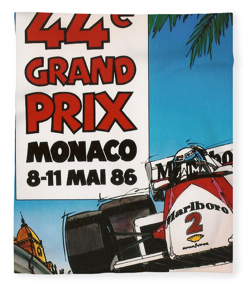 Monaco Grand Prix Fleece Blanket featuring the digital art 44th Monaco Grand Prix 1986 by Georgia Fowler