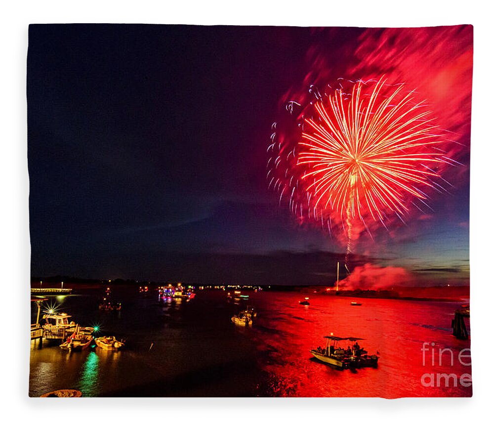 Surf City Fleece Blanket featuring the photograph 4th of July by DJA Images