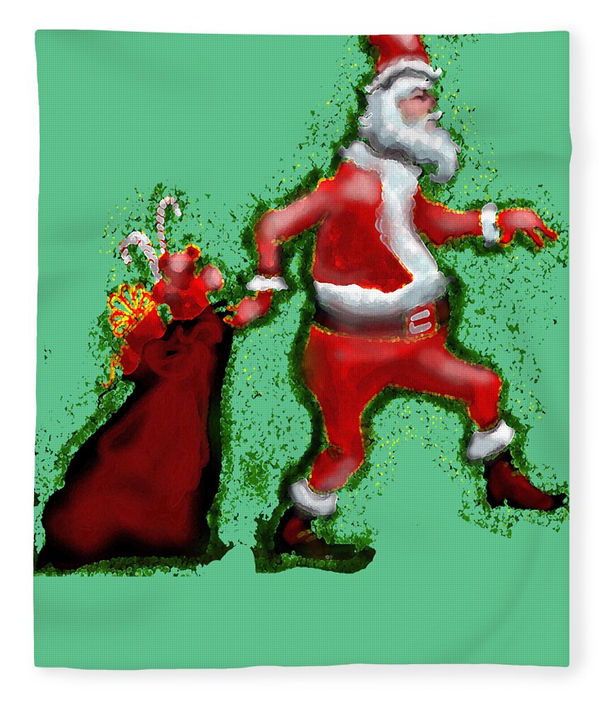 Santa Fleece Blanket featuring the painting Santa Claus by Kevin Middleton