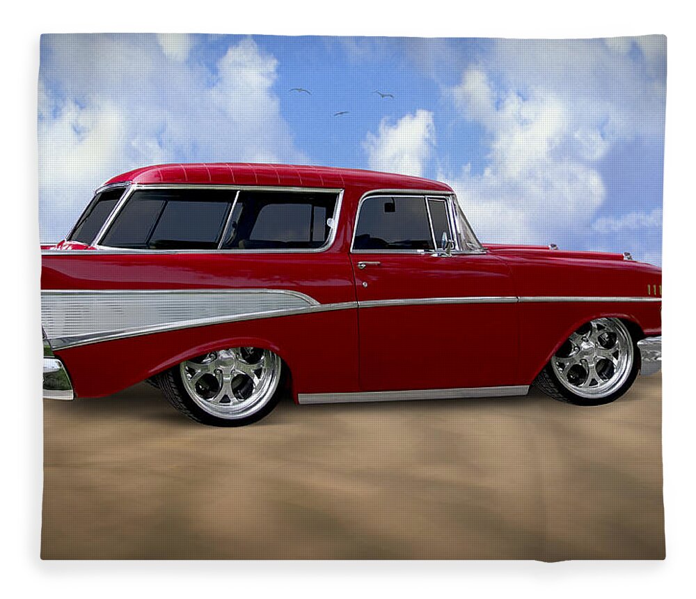 Transportation Fleece Blanket featuring the photograph 57 Belair Nomad by Mike McGlothlen