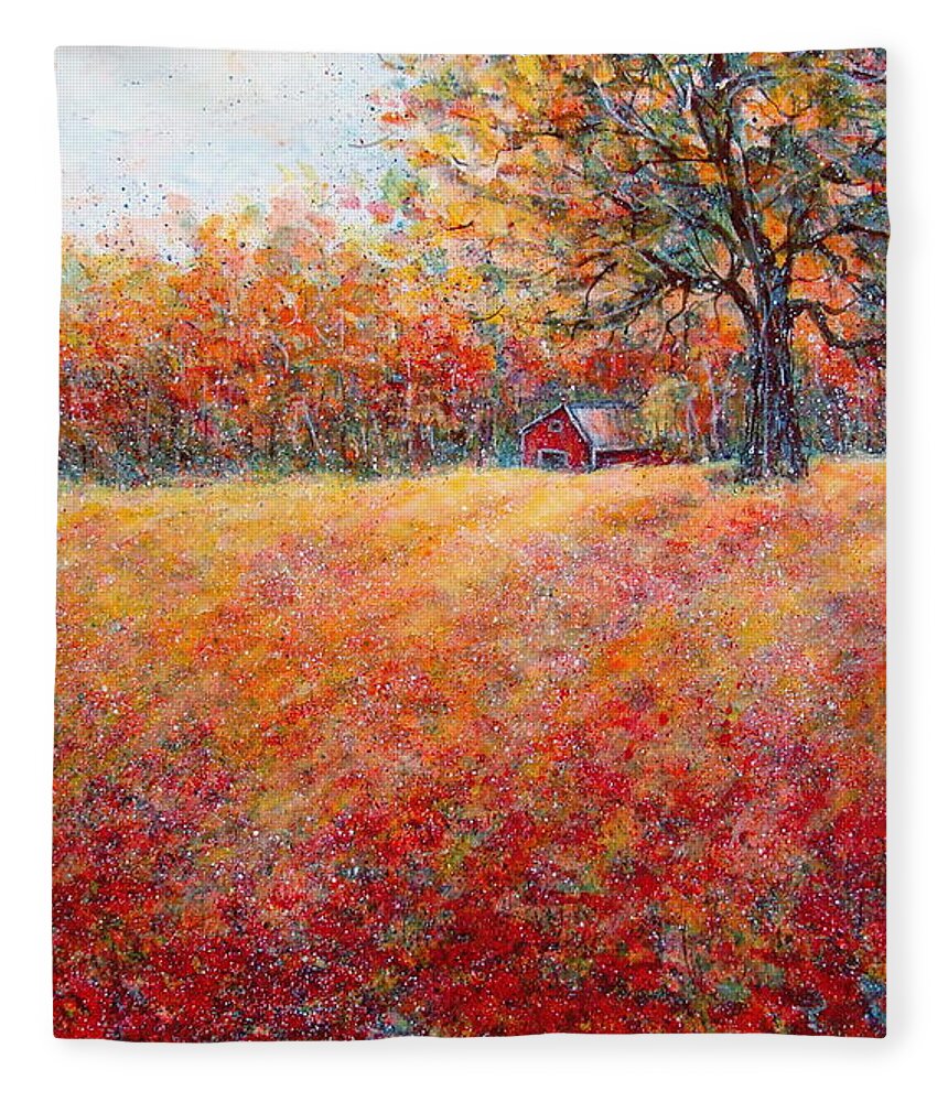 Autumn Landscape Fleece Blanket featuring the painting A Beautiful Autumn Day by Natalie Holland