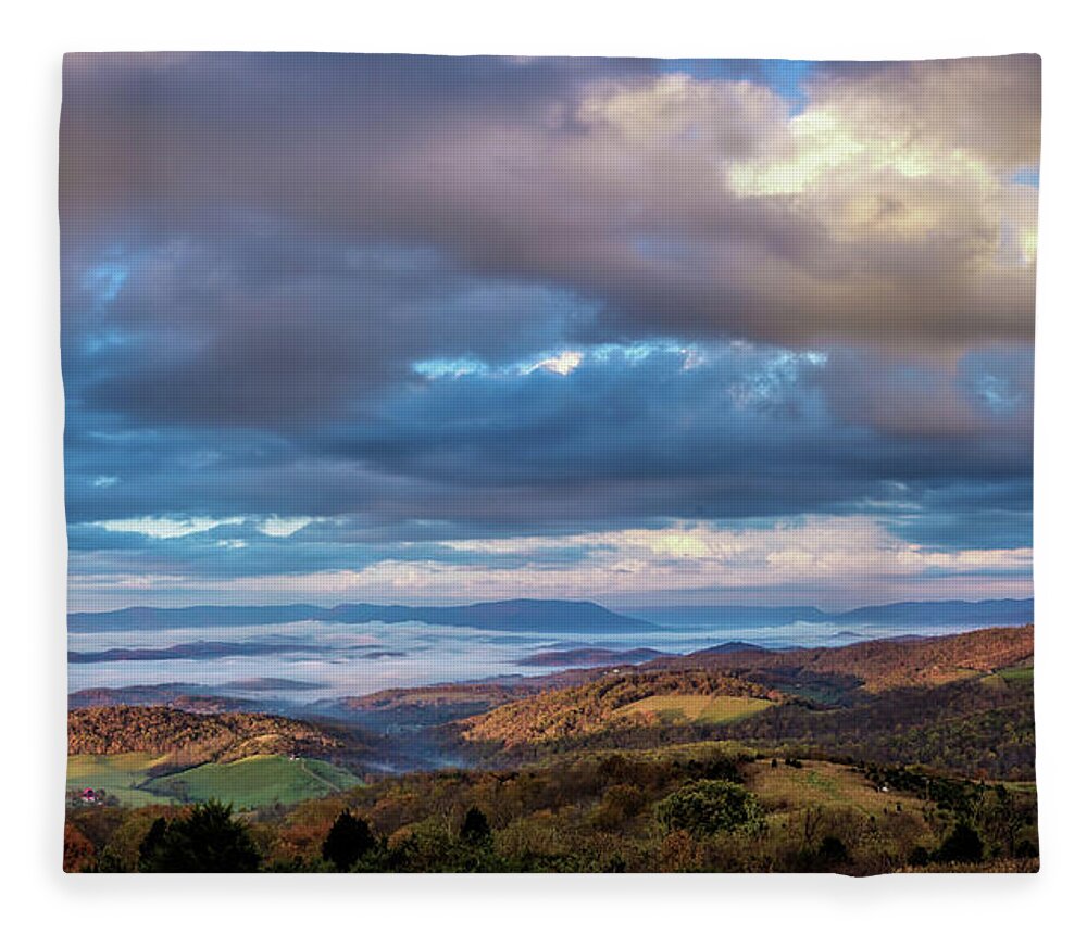 Landscape Fleece Blanket featuring the photograph A Break in the Clouds by Joe Shrader