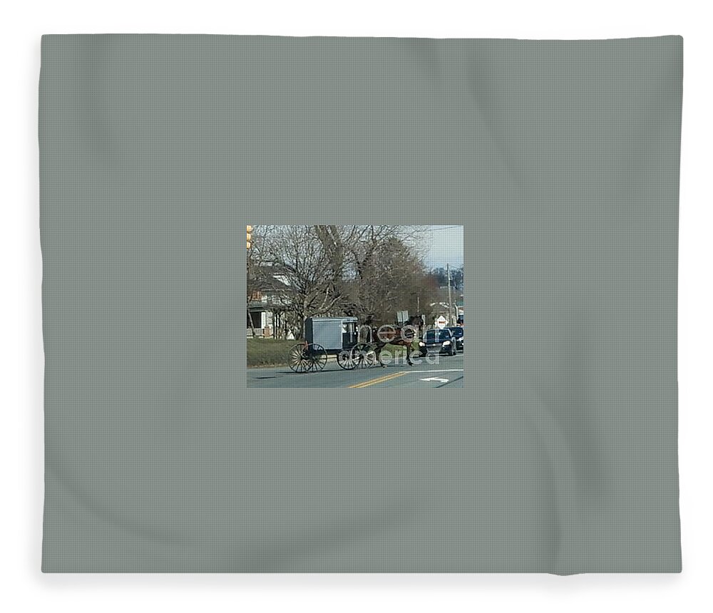 Amish Fleece Blanket featuring the photograph A Clash of Two Cultures by Christine Clark