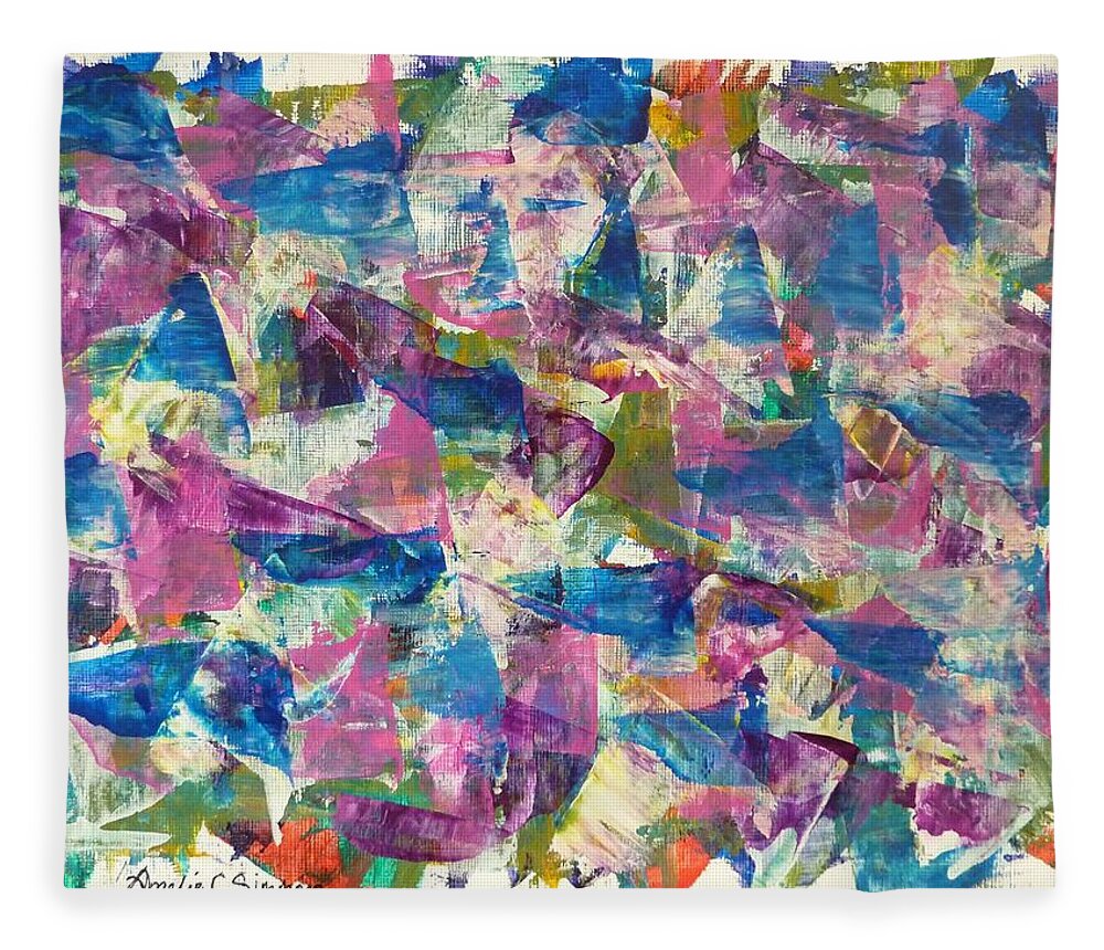 Abstract Fleece Blanket featuring the painting A Dog's Life by Amelie Simmons