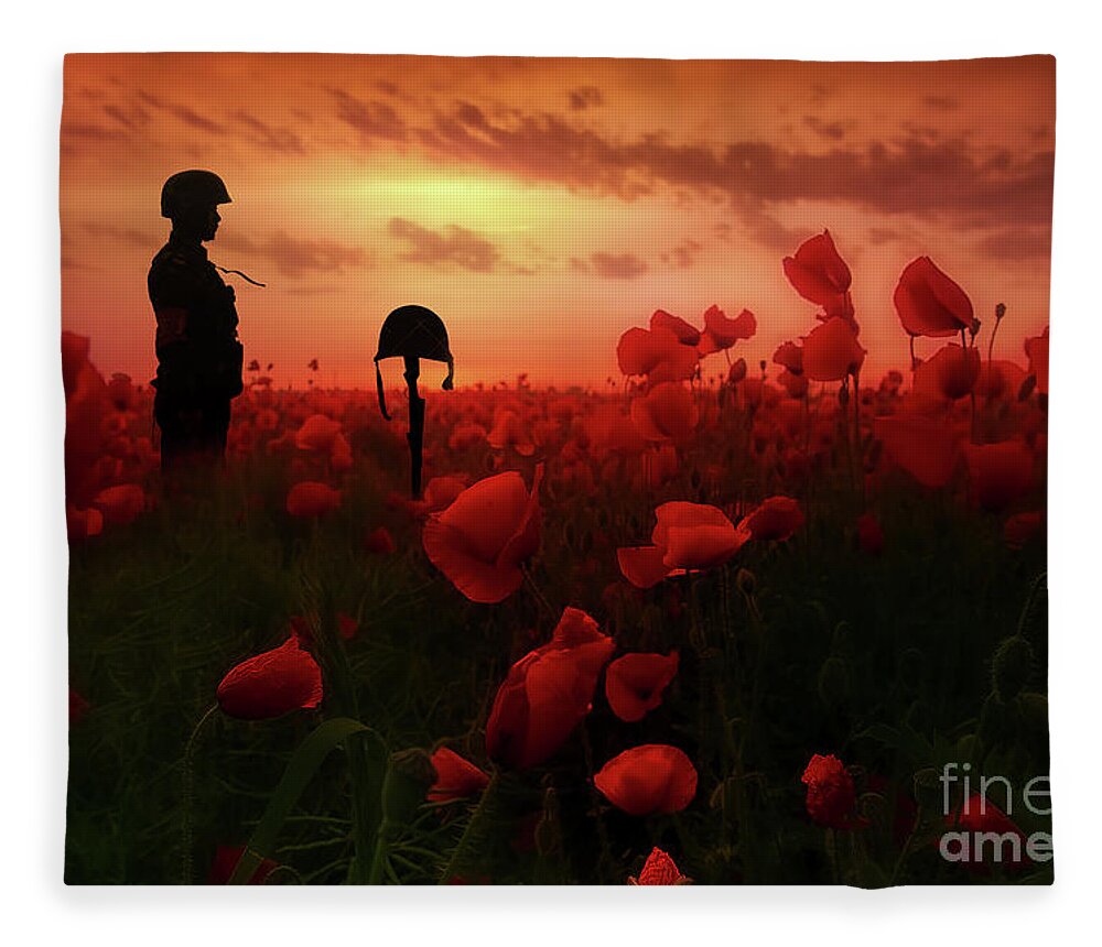 Soldier Fleece Blanket featuring the digital art A Field of Heroes by Airpower Art
