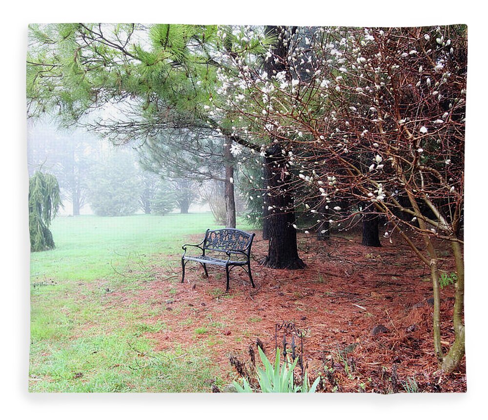Landscape Fleece Blanket featuring the photograph A Foggy Spring Morning by Trina Ansel