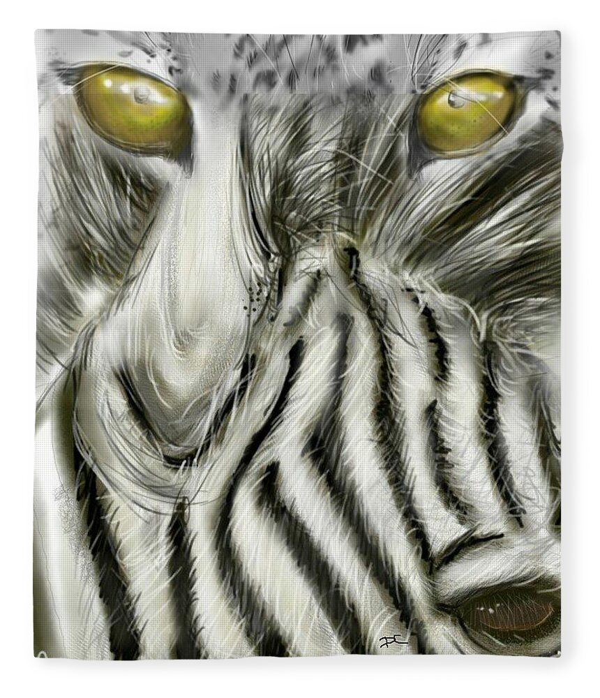 Zebra Fleece Blanket featuring the digital art A friend for lunch two by Darren Cannell