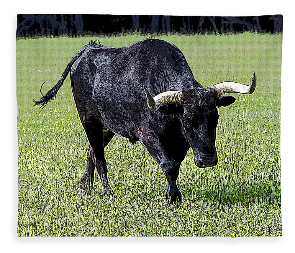 Agriculture Fleece Blanket featuring the photograph A Longhorn Steer by Debra Baldwin