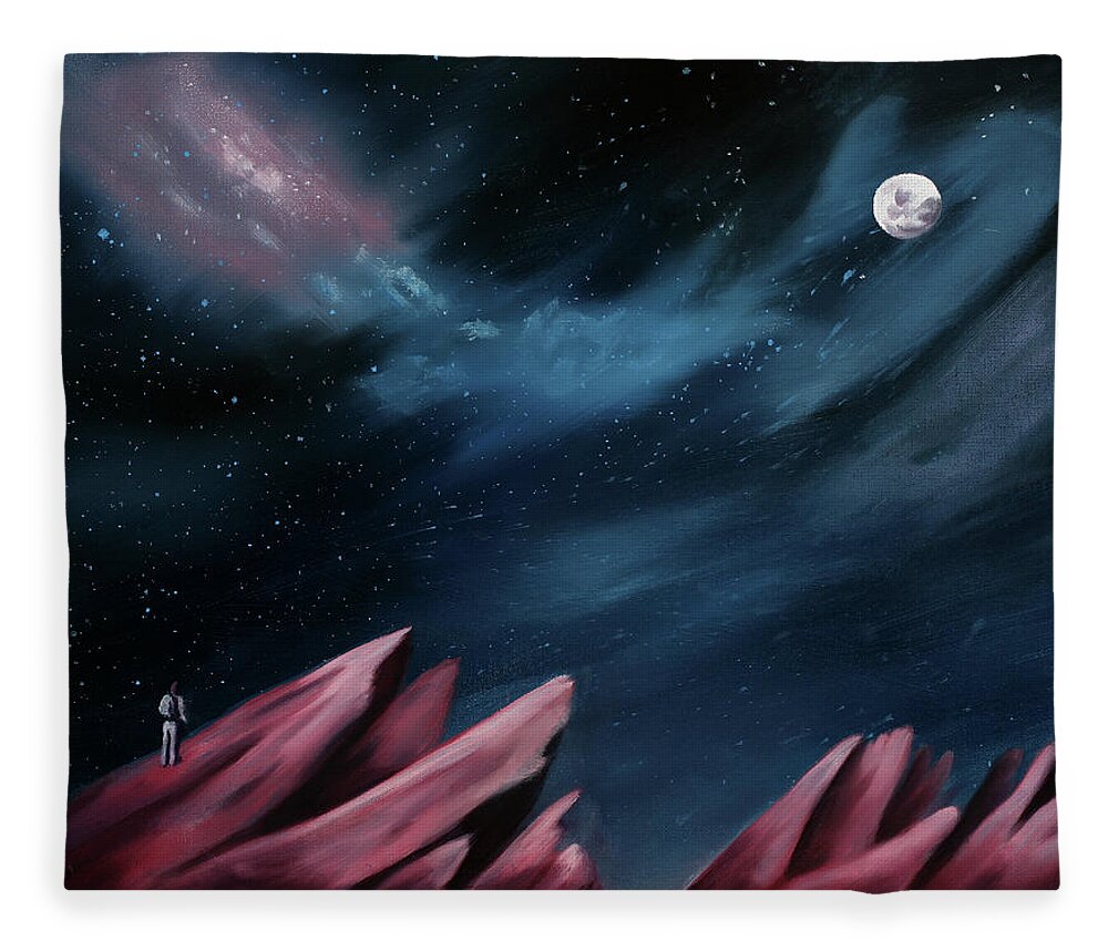 Dark Skies Fleece Blanket featuring the painting A Midsummer's Night Eve by Sandi Snead