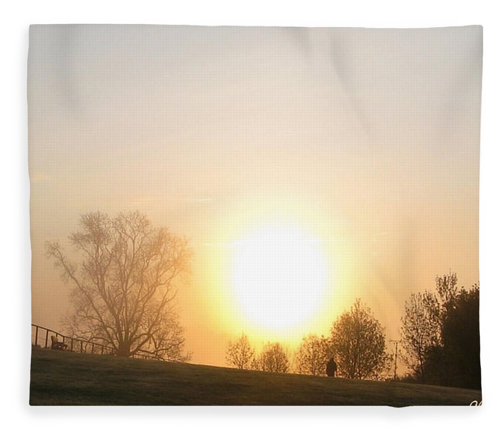 Photograph Fleece Blanket featuring the photograph A Misty Morning Walk by Charmaine Zoe