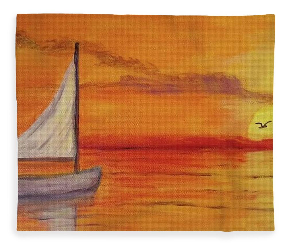 Dawn Fleece Blanket featuring the painting A New Day by Nancy Sisco