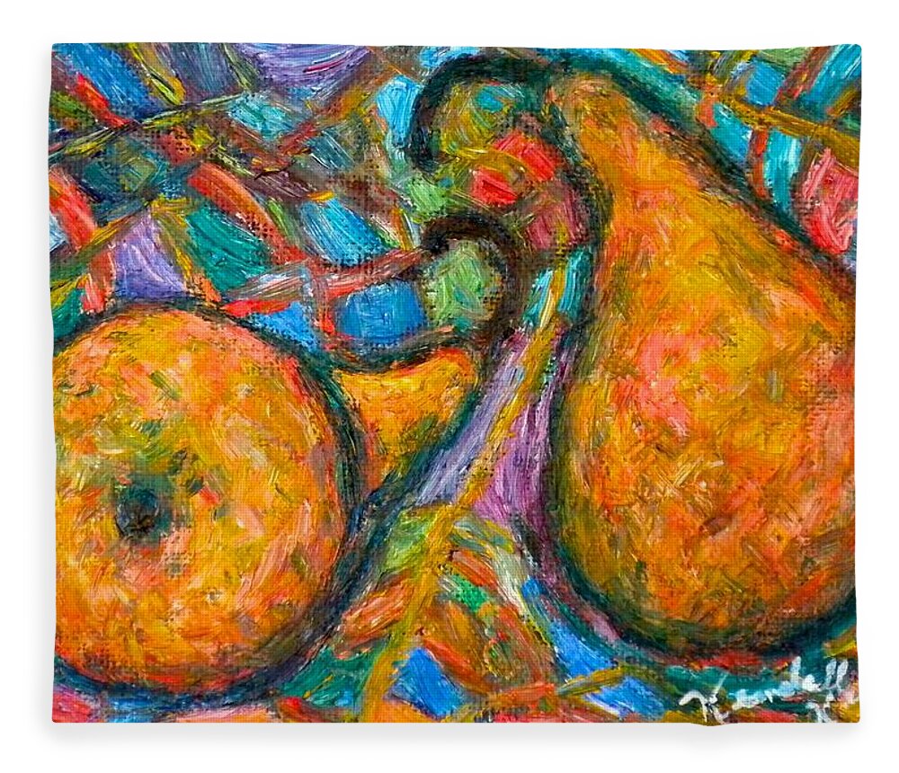 Pears Fleece Blanket featuring the painting A Pair by Kendall Kessler